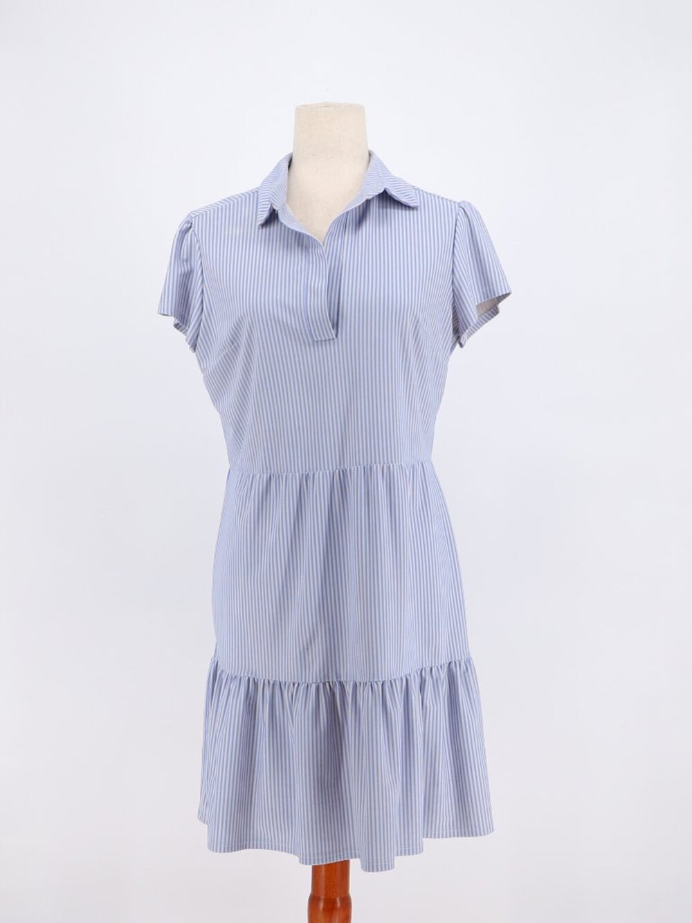 JUDE CONNALLY Short Sleeve Dress Blue Stripe Jude Cloth Size S